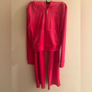 Juicy Couture Med Vixen Pink 2 Piece Velour Track Suit Y2K Athleisure Rhinestone
